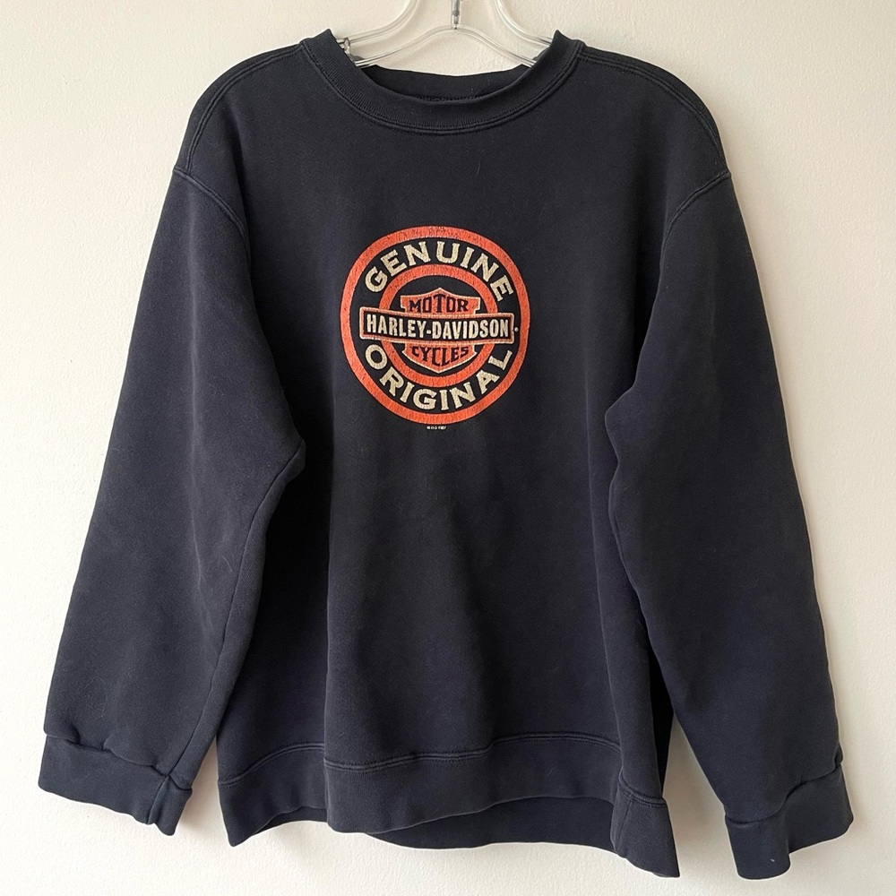 VTG Harley-Davidson Logo Black Sweater Size Medium Made in The USA
